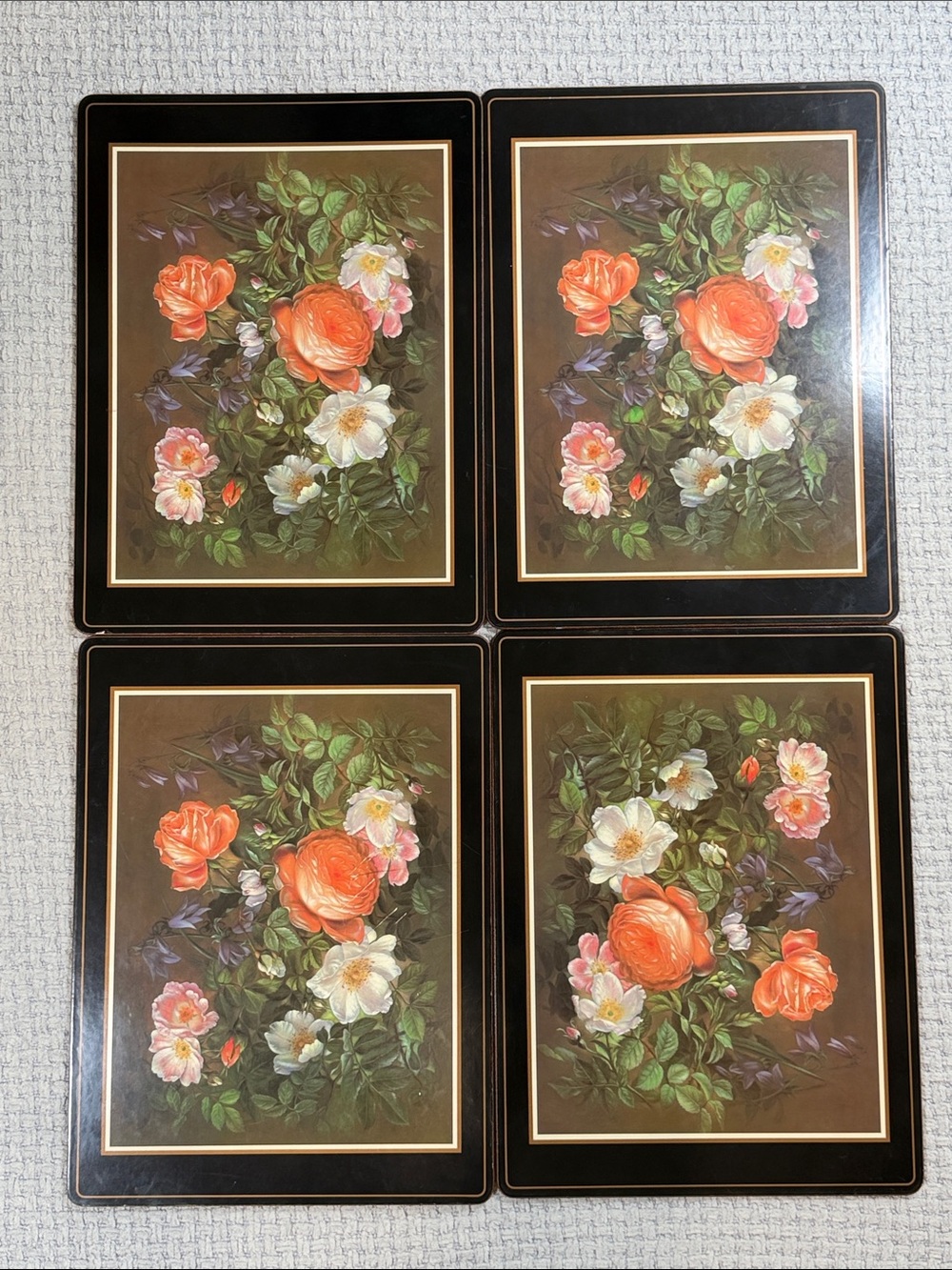 Set of 4 Pimpernel Cork Backed Hard Placemats Floral Flowers Cottagecore